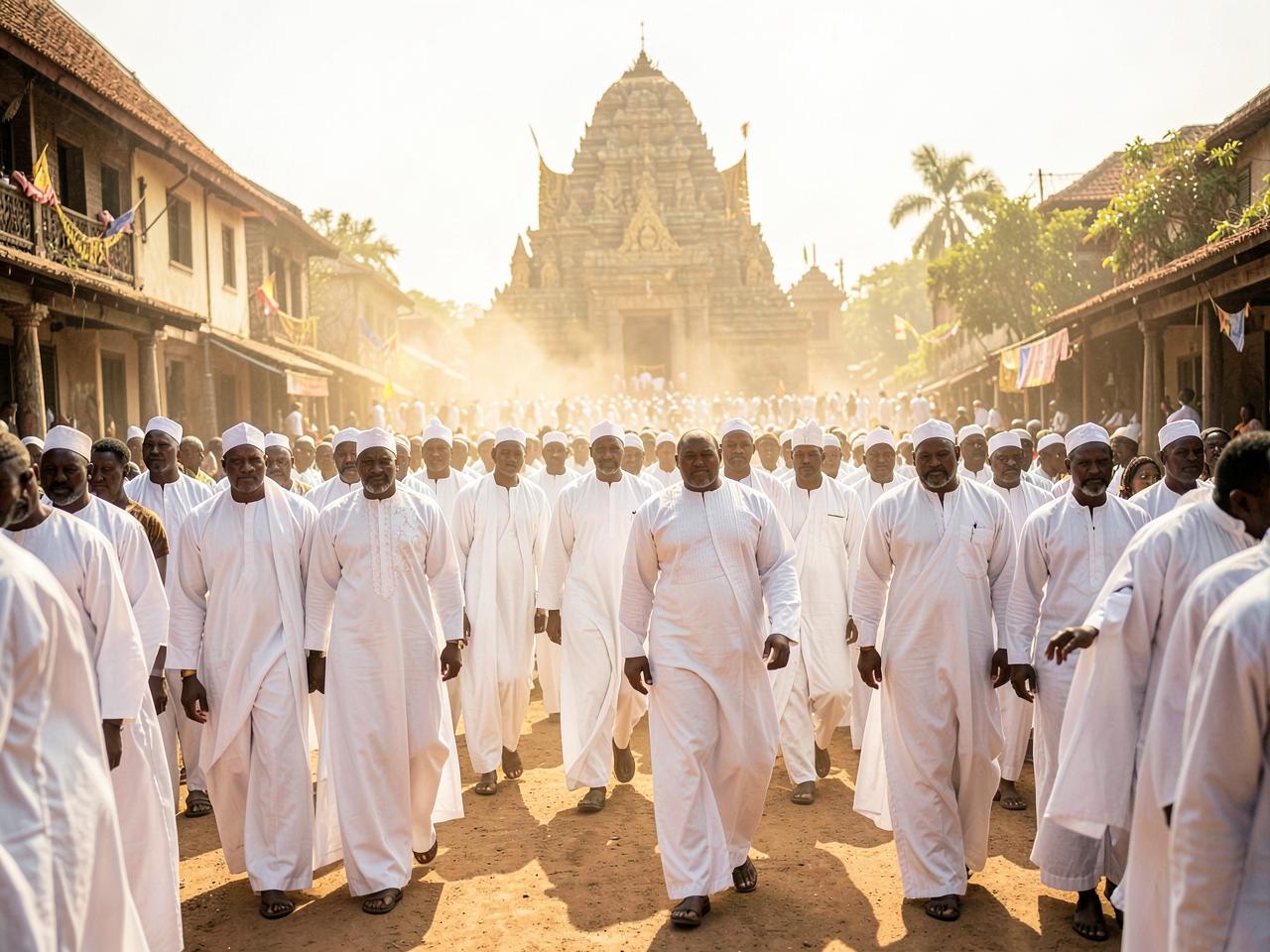 Ceremonial procession in white during the annual Obàtálá Festival